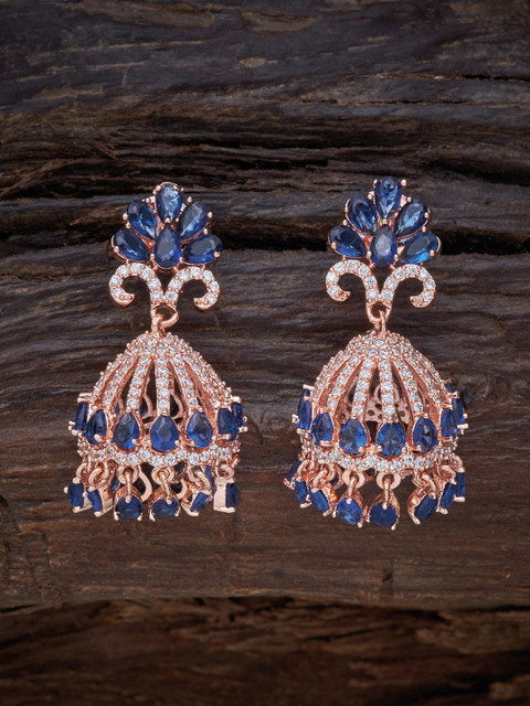 

Kushal's Fashion Jewellery Blue Floral Jhumkas Earrings