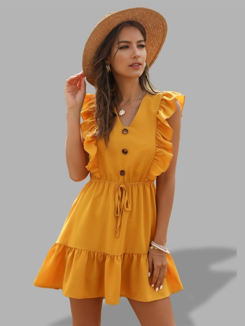 

JC Collection Women Yellow Solid Dress