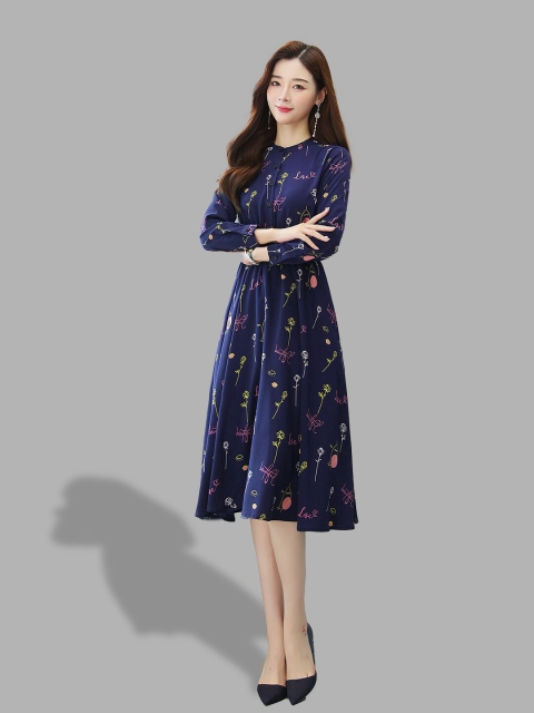 

JC Collection Navy Blue Floral Midi Dress