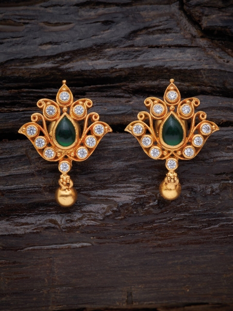 

Kushal's Fashion Jewellery Green Floral 92.5 Pure Silver Drop Earrings