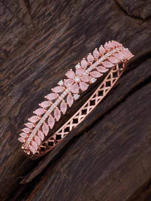 

Kushal's Fashion Jewellery Women Pink Cubic Zirconia Rose Gold-Plated Kada Bracelet