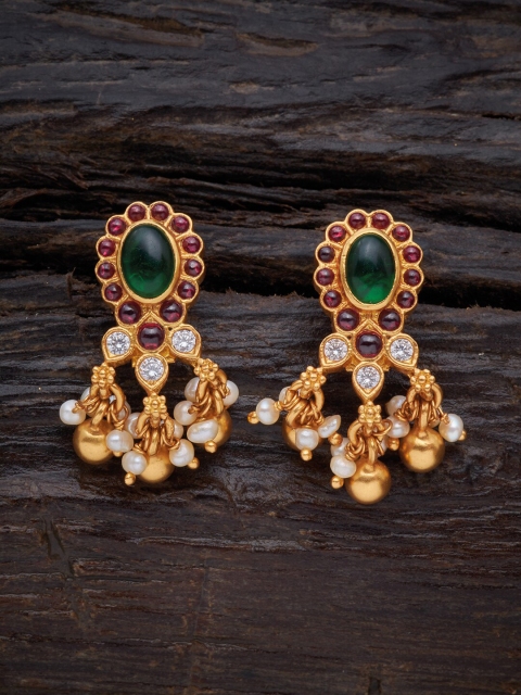 

Kushal's Fashion Jewellery Red Floral Jhumkas Earrings