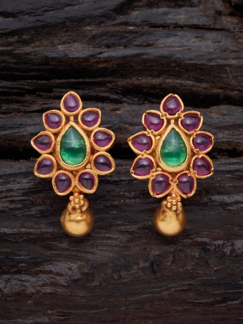 

Kushal's Fashion Jewellery Red & Green Floral 92.5 Pure Silver Drop Earrings
