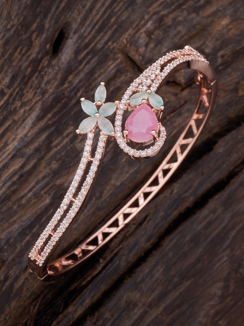 

Kushal's Fashion Jewellery Women Pink & Mint Green Rose Gold-Plated Kada Bracelet