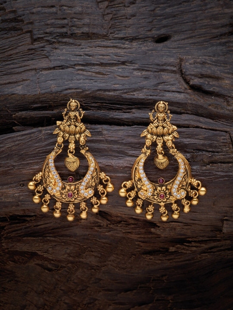 

Kushal's Fashion Jewellery Red Crescent Shaped Chandbalis Earrings