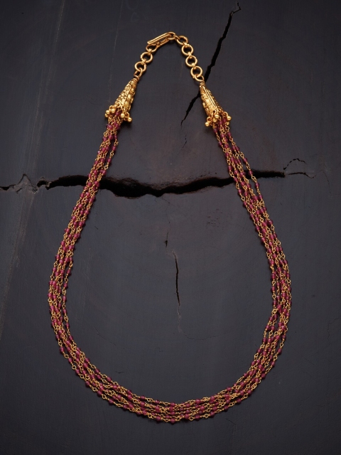

Kushal's Fashion Jewellery Red 92.5 Pure Silver Gold-Plated Chain