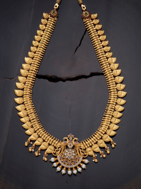 

Kushal's Fashion Jewellery Gold-Plated & Red Silver Temple Necklace
