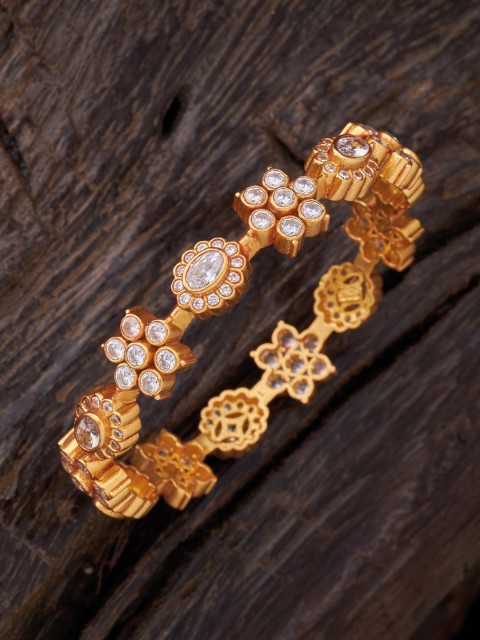 

Kushal's Fashion Jewellery Gold-Plated White with Spinal Stones Bangle