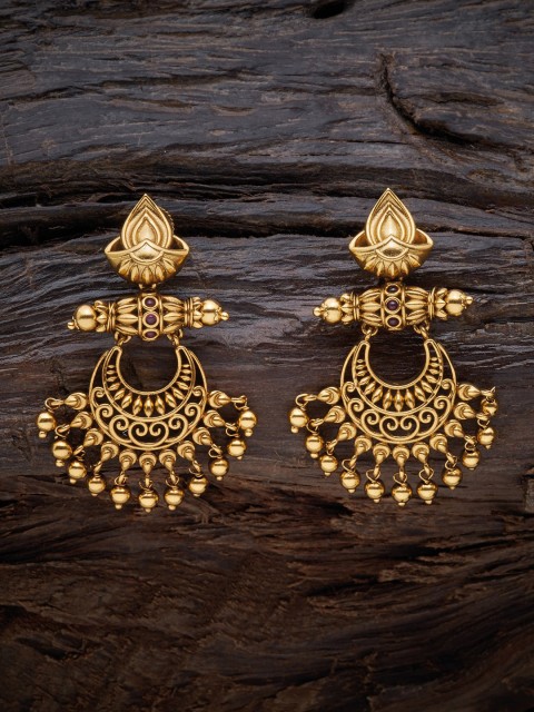 

Kushal's Fashion Jewellery Gold-Plated Red Crescent Shaped Drop Earrings
