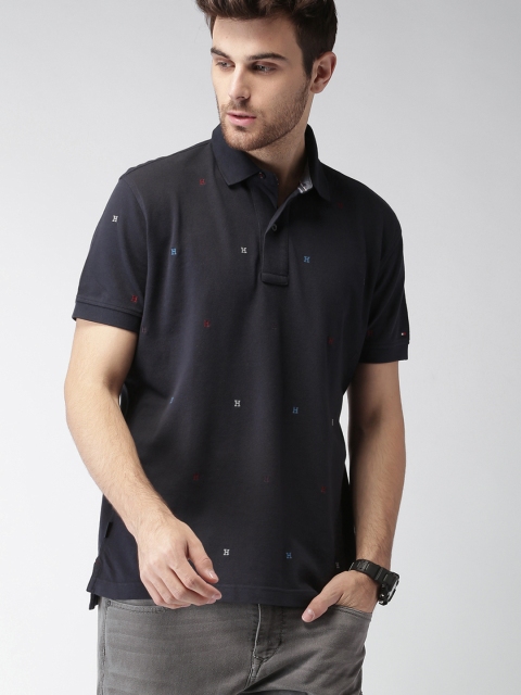 

Tommy Hilfiger Men Navy Solid Polo T-shirt, Navy blue
