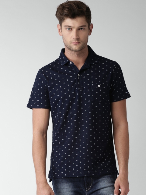 

Tommy Hilfiger Men Navy Printed Polo T-shirt, Navy blue