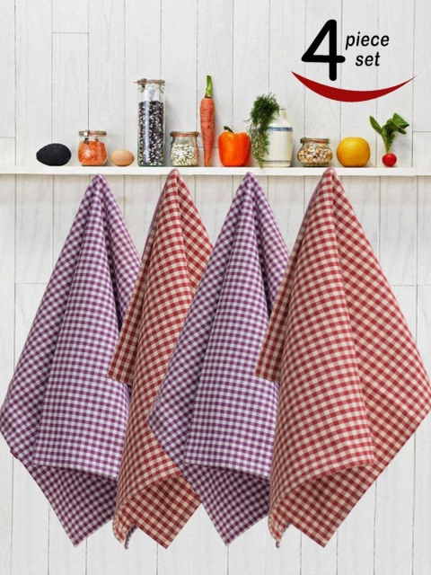 

AVI Living Set Of 4 Purple & Red Checked Multipurpose Kitchen Towels