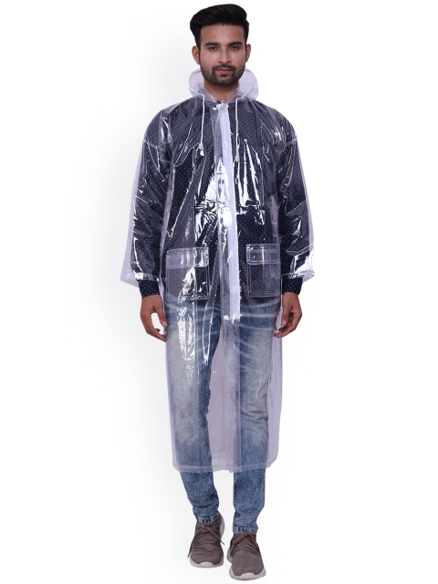 

THE CLOWNFISH Men Transparent Waterproof Long Raincoat