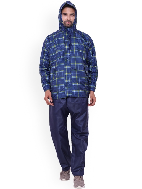 

THE CLOWNFISH Men Blue Checked Rain Suit