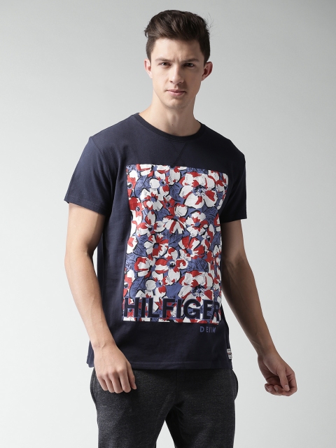 

Tommy Hilfiger Men Navy Printed Round Neck T-shirt, Navy blue