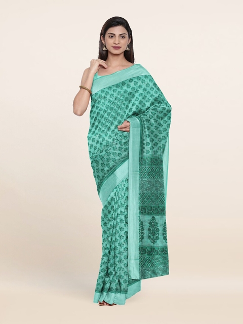 

Pothys Green & Grey Floral Printed Saree