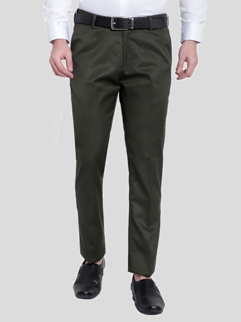 

Srey trends Men Green Smart Slim Fit High-Rise Formal Trousers