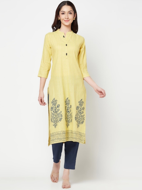 

Senyora Women Green Floral Printed Pure Cotton Kurta with Trousers
