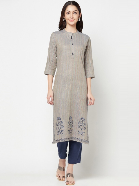 

Senyora Women Off White Printed Empire Pure Cotton Kurta with Trousers