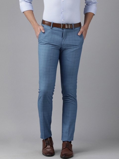 

Van Heusen Men Blue Checked Skinny Fit Trousers