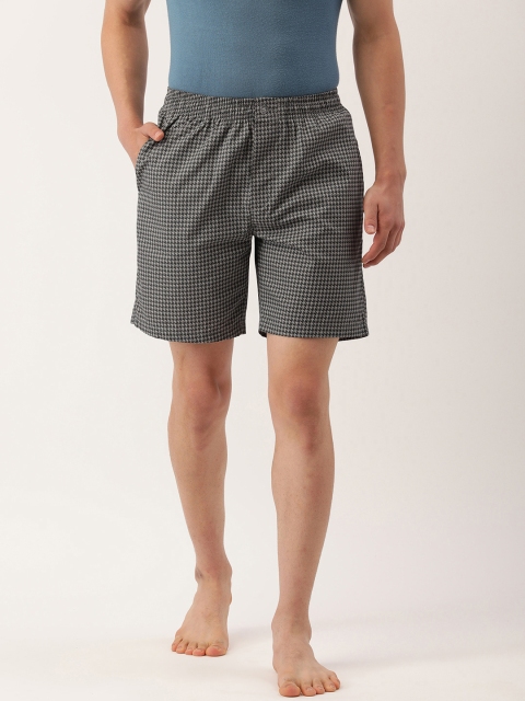 

Chromozome Men Grey Abstract Printed Pure Cotton Lounge Shorts