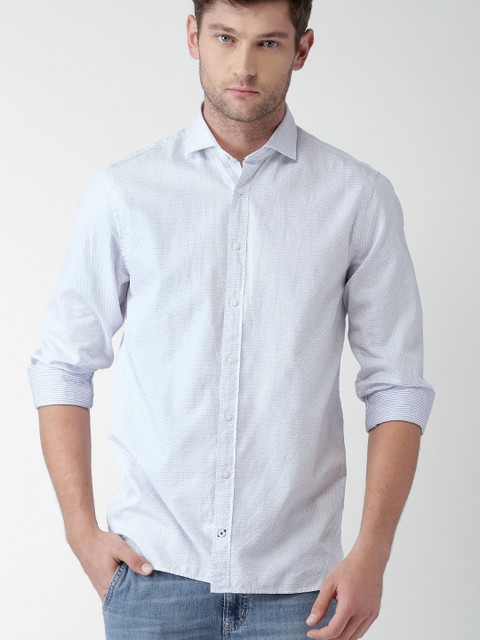 

Tommy Hilfiger Men Blue Self-Designed New York Fit Casual Shirt