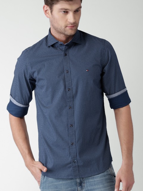 

Tommy Hilfiger Men Navy Blue Slim Fit Printed Casual Shirt