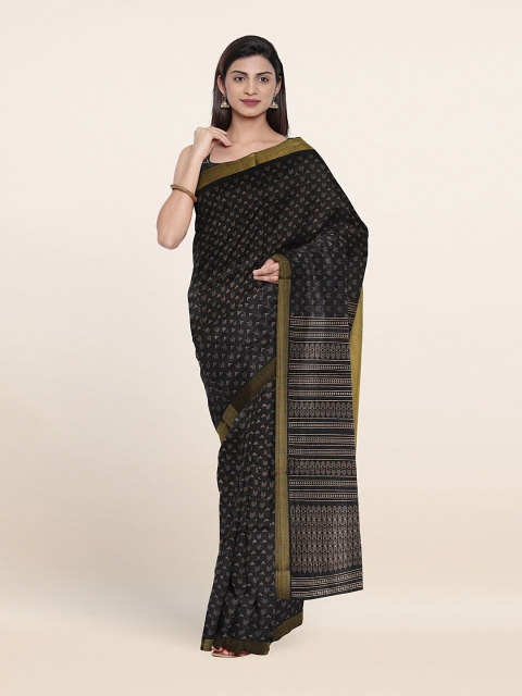 

Pothys Black & Gold-Toned Printed Saree