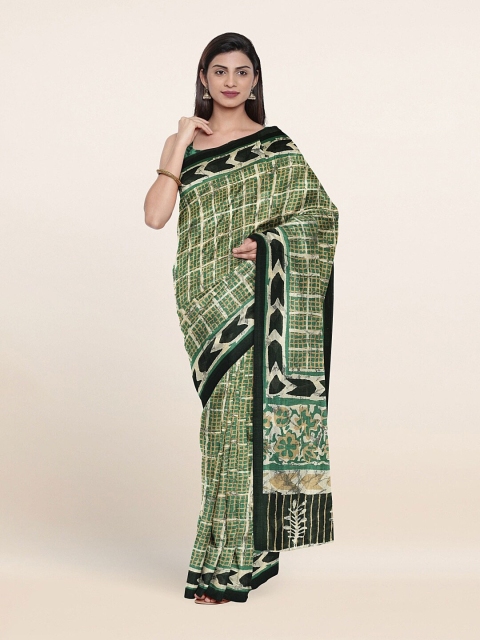 

Pothys Green & Black Checked Saree