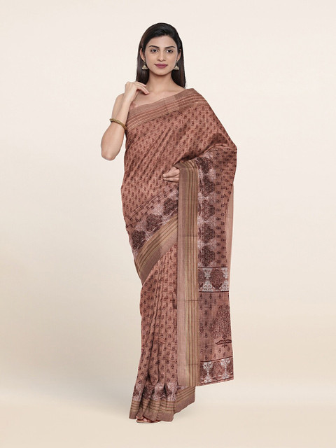 

Pothys Brown & Coffee Brown Floral Printed Saree