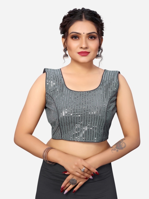 

SIRIL Women Grey Embellished Saree Blouse