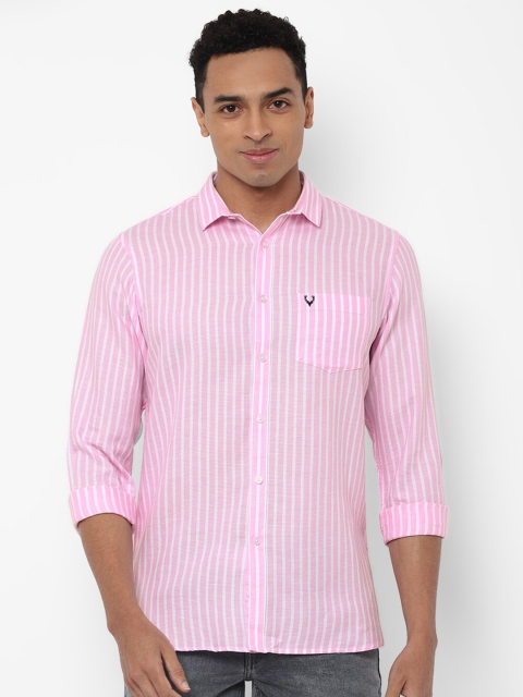 

Allen Solly Men Pink Slim Fit Striped Casual Shirt