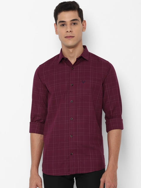 

Allen Solly Men Purple Slim Fit Grid Tattersall Checks Checked Casual Shirt
