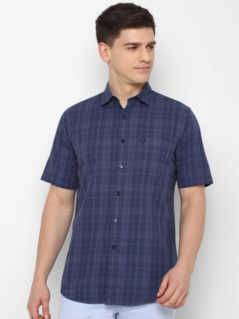 

Allen Solly Men Navy Blue Slim Fit Checked Casual Shirt