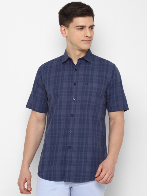 

Allen Solly Men Navy Blue Slim Fit Checked Casual Shirt