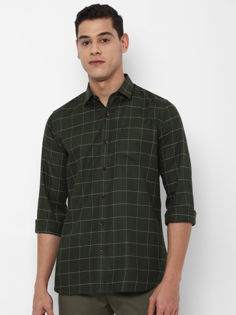 

Allen Solly Men Olive Green Slim Fit Windowpane Checks Checked Casual Shirt