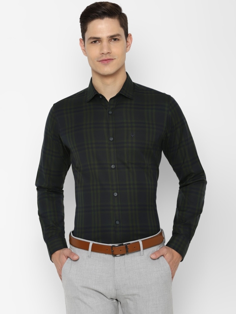 

Allen Solly Men Olive Green Slim Fit Checked Formal Shirt