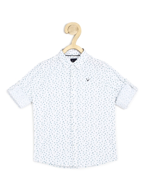 

Allen Solly Junior Boys White Slim Fit Printed Cotton Casual Shirt