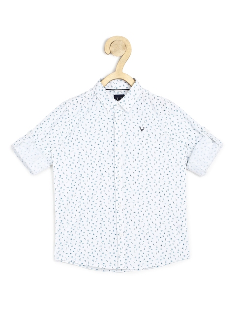 

Allen Solly Junior Boys White Slim Fit Printed Cotton Casual Shirt