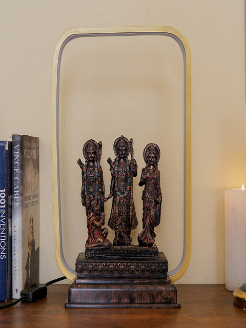

StatueStudio Brown Rama Darbar Idol With LED Frame Showpiece