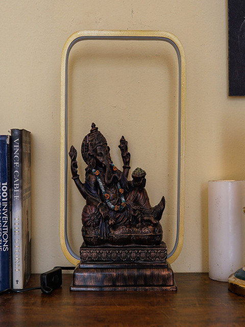 

StatueStudio Brown Ganesha Idol With LED Frame Statue