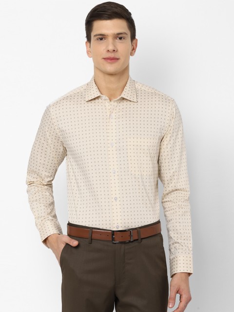 

Louis Philippe Men Cream-Coloured Slim Fit Printed Formal Shirt