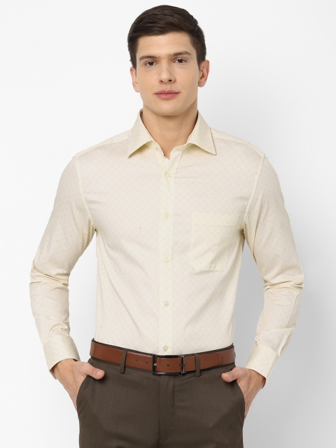 

Louis Philippe Men Cream-Coloured Printed Pure Cotton Formal Shirt