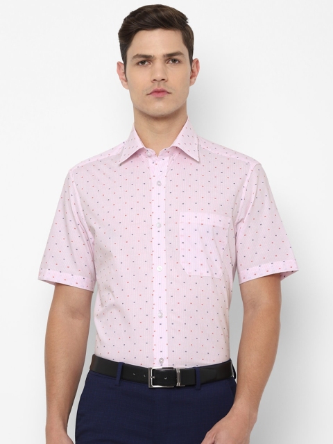 

Louis Philippe Men Pink Printed Pure Cotton Formal Shirt