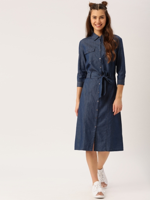 

Denim DressBerry Blue Solid Denim Shirt Dress