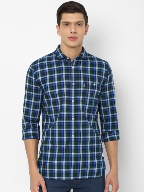 

Louis Philippe Jeans Men Blue & White Slim Fit Tartan Checked Casual Shirt