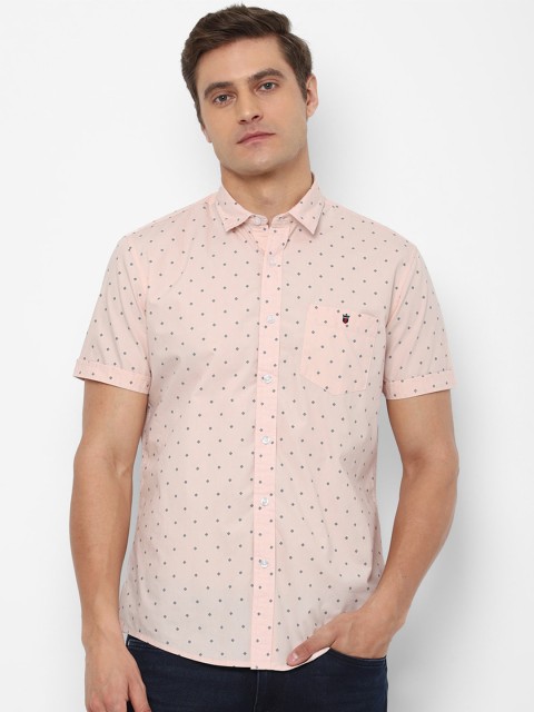 

Louis Philippe Jeans Men Pink Slim Fit Printed Pure Cotton Casual Shirt