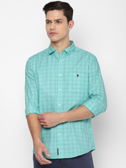 

Louis Philippe Jeans Men Green Slim Fit Grid Tattersall Checked Casual Shirt
