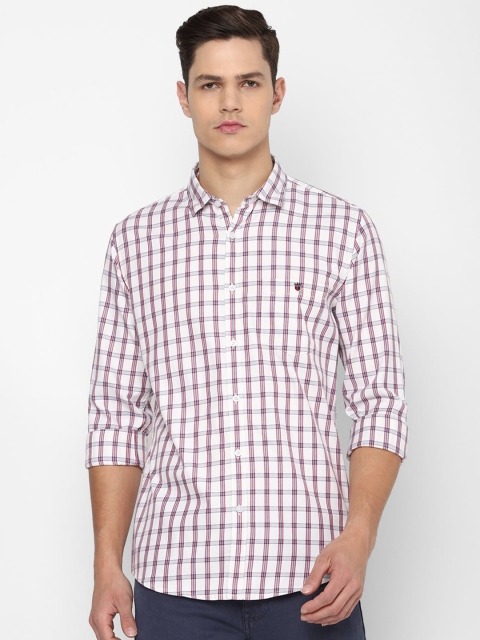 

Louis Philippe Jeans Men White & Maroon Slim Fit Checked Casual Shirt