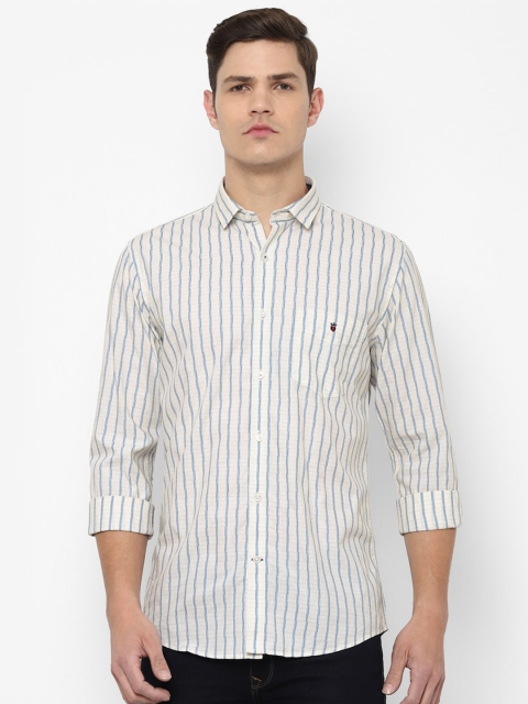 

Louis Philippe Sport Men Cream-Coloured Slim Fit Striped Pure Cotton Casual Shirt